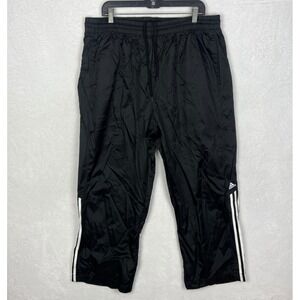 Vintage Adidas Windbreaker Track Pants Mens 2XL Black Y2K Baggy Wide Sweatpants